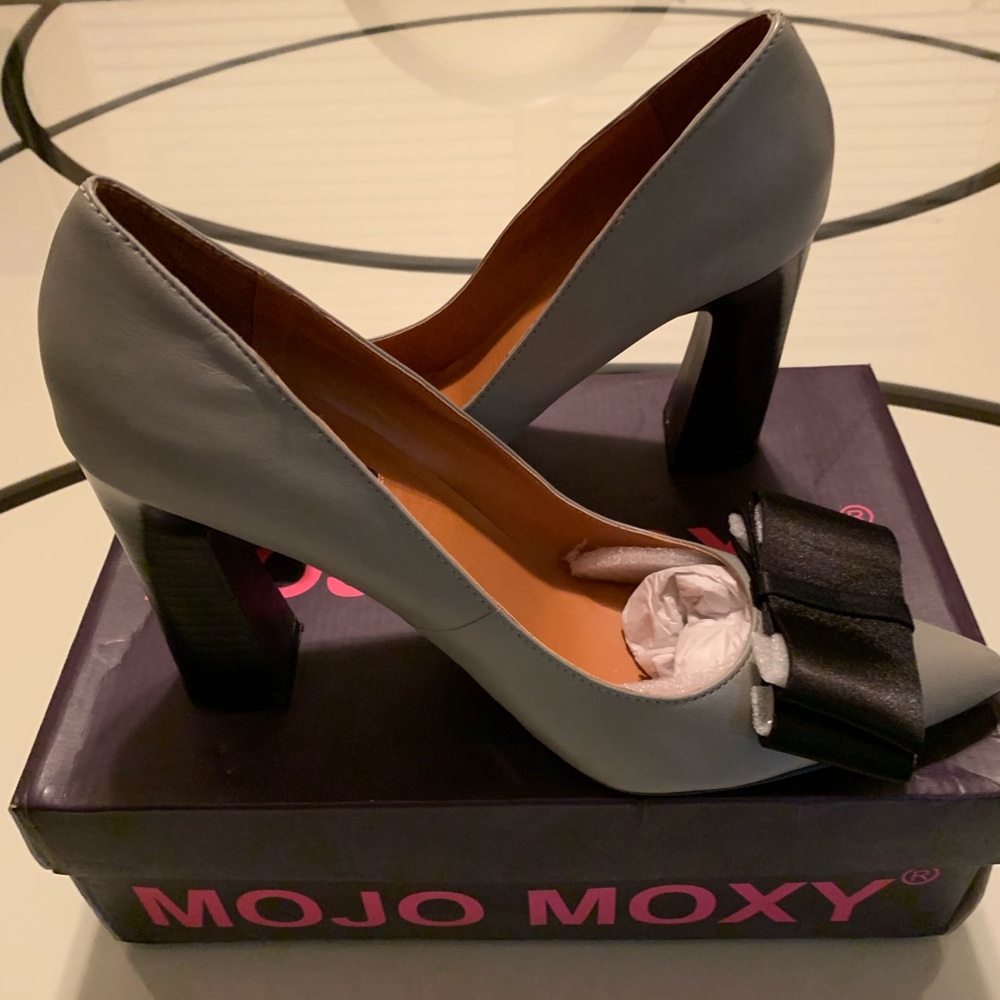 Mojo Moxy Sophia Grey Leather Heels